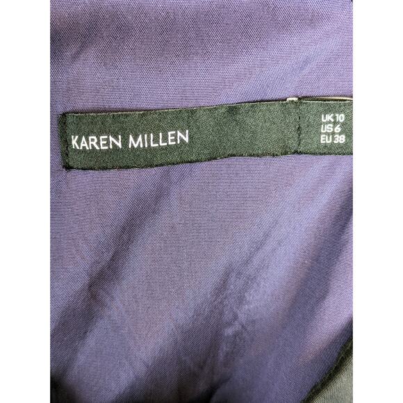 Karen Millen Dress Halter Floral Satin Cocktail Purple Red Black Designer Size 6 - Picture 10 of 13